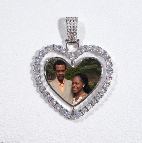 3D Spinning 2-Faced Heart Custom Picture Pendant