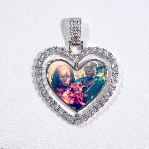 3D Spinning 2-Faced Heart Custom Picture Pendant