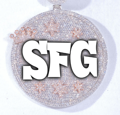 CUSTOM LETTER NECKLACE 3D BIG CROWN DISC