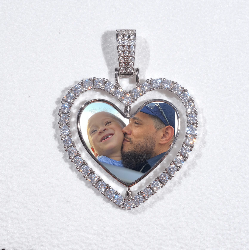 3D Spinning 2-Faced Heart Custom Picture Pendant