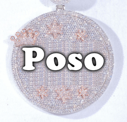 CUSTOM LETTER NECKLACE 3D BIG CROWN DISC
