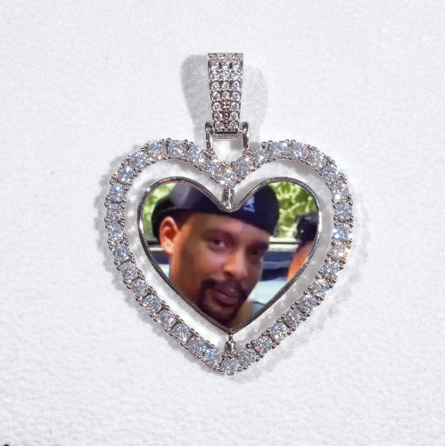 3D Spinning 2-Faced Heart Custom Picture Pendant