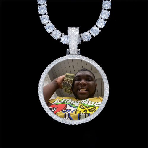 925S & VVS Moissanite 3D Circle Custom Picture Pendant