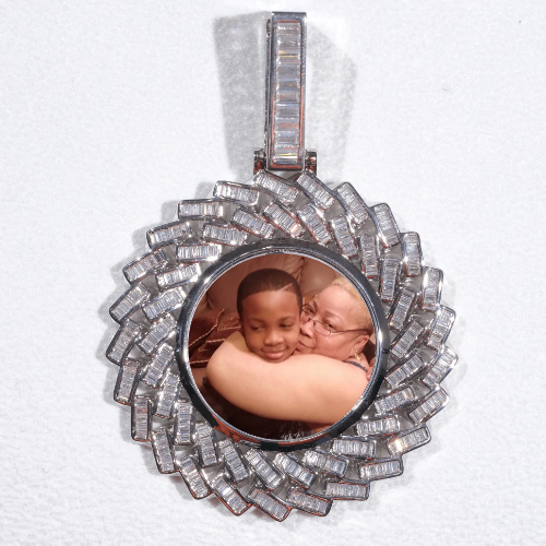 Large 3D Baguette Custom Picture Pendant