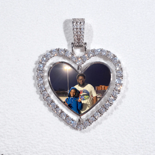 3D Spinning 2-Faced Heart Custom Picture Pendant