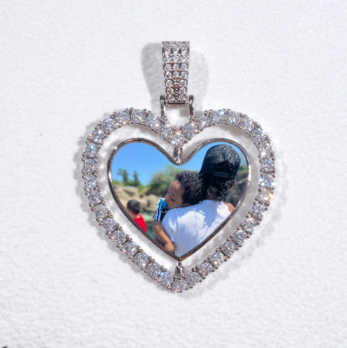 3D Spinning 2-Faced Heart Custom Picture Pendant