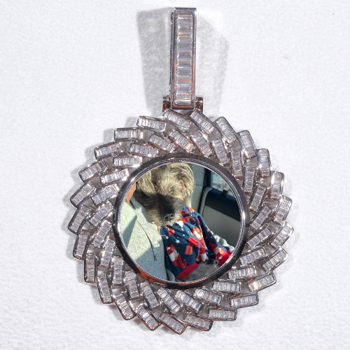 Large 3D Baguette Custom Picture Pendant