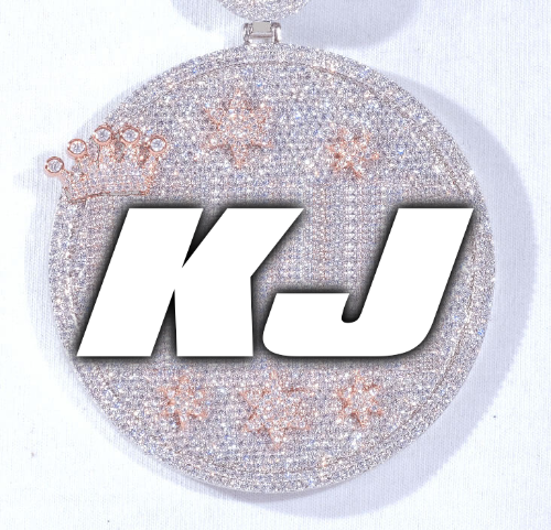CUSTOM LETTER NECKLACE 3D BIG CROWN DISC