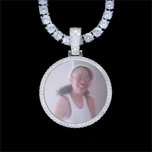 925S & VVS Moissanite 3D Circle Custom Picture Pendant