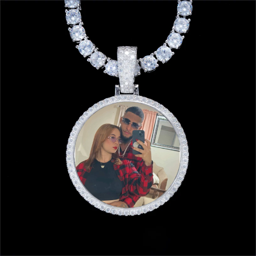 925S & VVS Moissanite 3D Circle Custom Picture Pendant