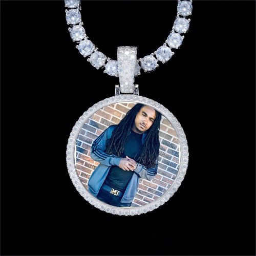 925S & VVS Moissanite 3D Circle Custom Picture Pendant