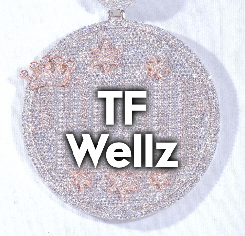 CUSTOM LETTER NECKLACE 3D BIG CROWN DISC