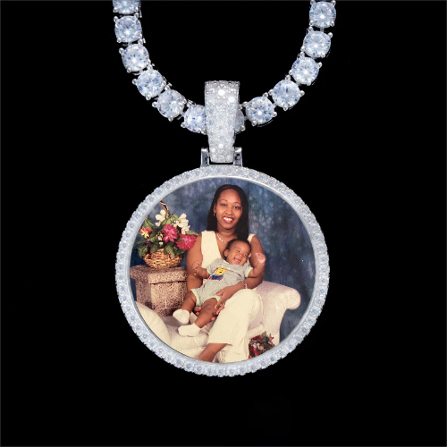 925S & VVS Moissanite 3D Circle Custom Picture Pendant