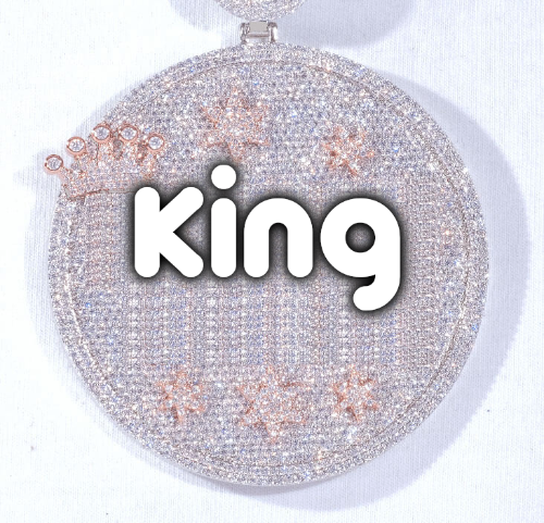 CUSTOM LETTER NECKLACE 3D BIG CROWN DISC