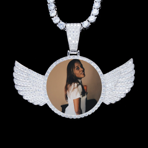 925S & VVS Moissanite 3D Wing Custom Picture Pendant