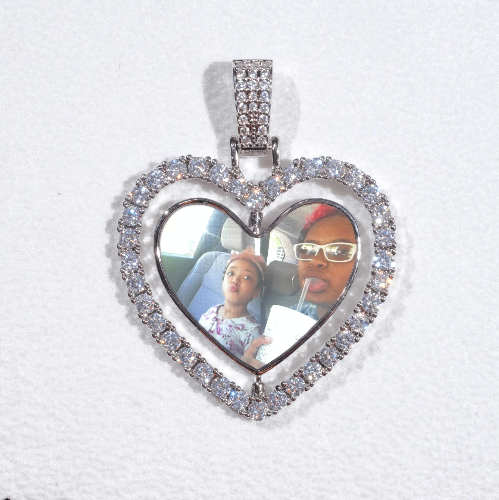 3D Spinning 2-Faced Heart Custom Picture Pendant