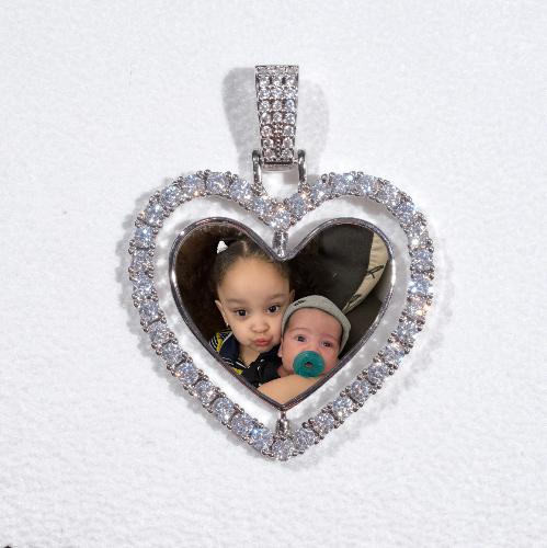 3D Spinning 2-Faced Heart Custom Picture Pendant