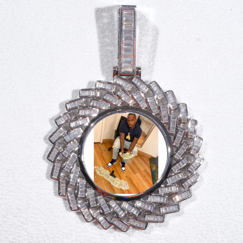 Large 3D Baguette Custom Picture Pendant