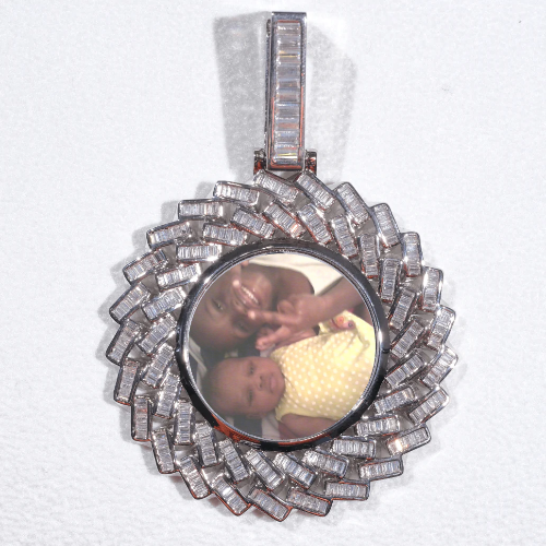Large 3D Baguette Custom Picture Pendant