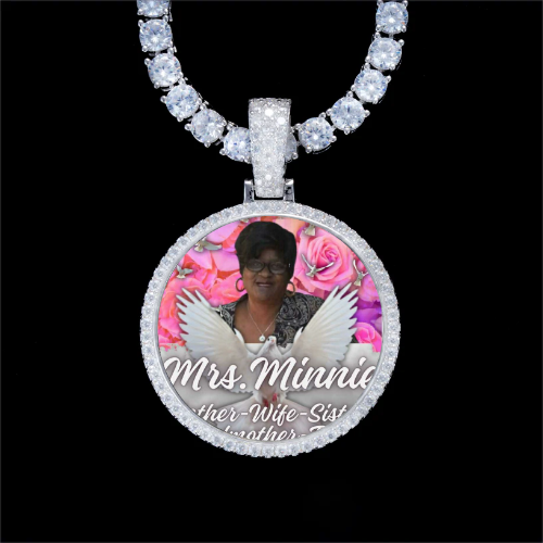 925S & VVS Moissanite 3D Circle Custom Picture Pendant