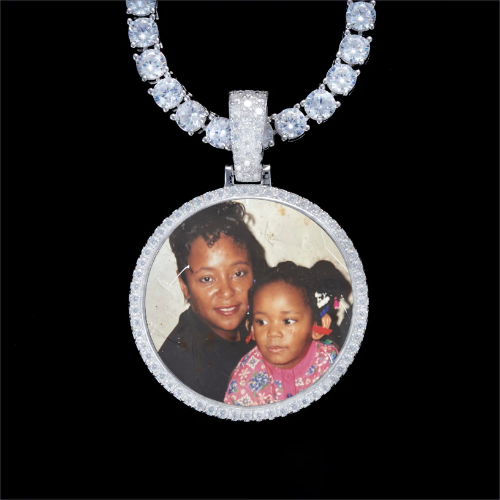 925S & VVS Moissanite 3D Circle Custom Picture Pendant