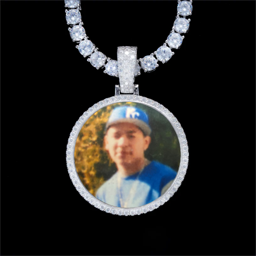 925S & VVS Moissanite 3D Circle Custom Picture Pendant