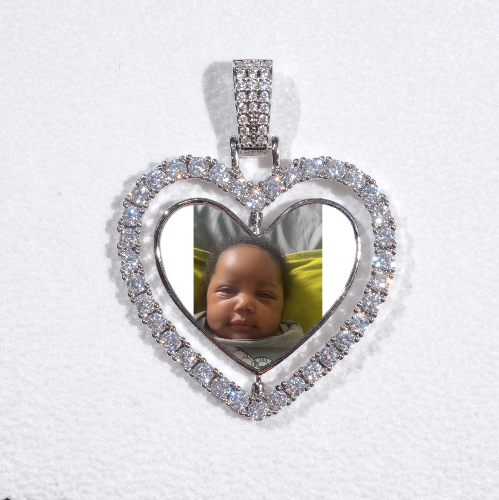3D Spinning 2-Faced Heart Custom Picture Pendant