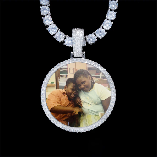925S & VVS Moissanite 3D Circle Custom Picture Pendant