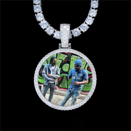 925S & VVS Moissanite 3D Circle Custom Picture Pendant