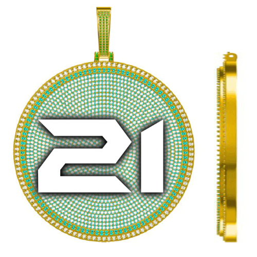 CUSTOM LETTER NECKLACE 3D BIG DISC