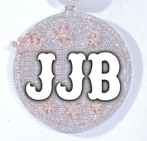 CUSTOM LETTER NECKLACE 3D BIG CROWN DISC