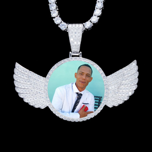 925S & VVS Moissanite 3D Wing Custom Picture Pendant