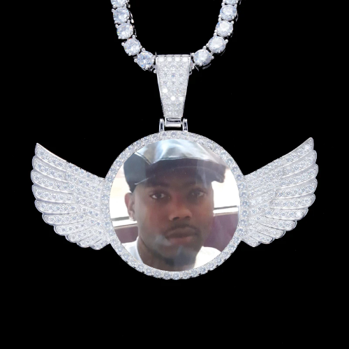 925S & VVS Moissanite 3D Wing Custom Picture Pendant