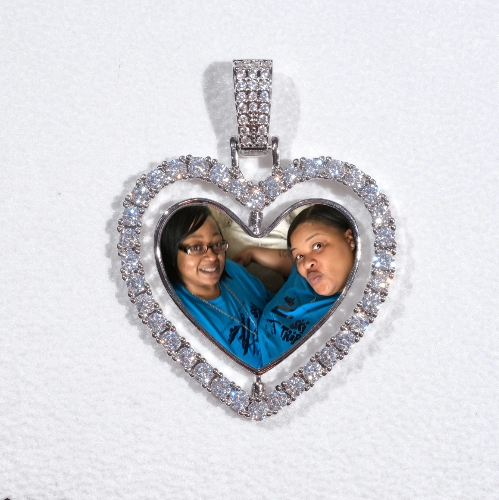 3D Spinning 2-Faced Heart Custom Picture Pendant