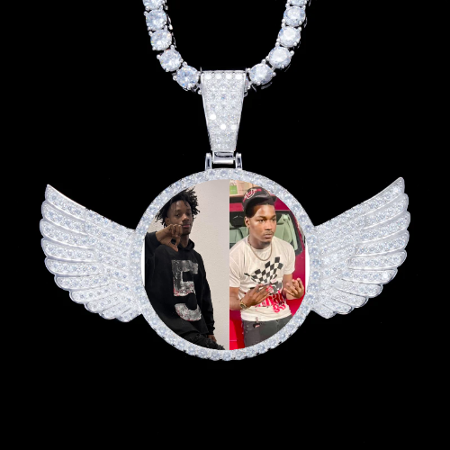 925S & VVS Moissanite 3D Wing Custom Picture Pendant