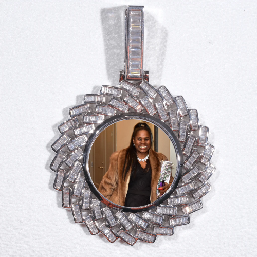 Large 3D Baguette Custom Picture Pendant