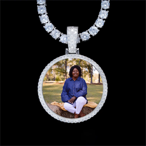 925S & VVS Moissanite 3D Circle Custom Picture Pendant