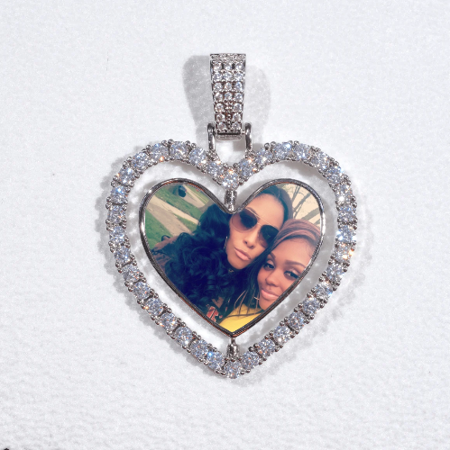 3D Spinning 2-Faced Heart Custom Picture Pendant