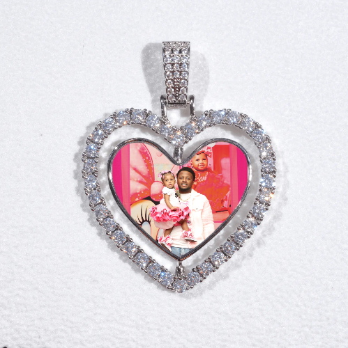 3D Spinning 2-Faced Heart Custom Picture Pendant
