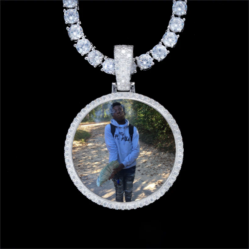 925S & VVS Moissanite 3D Circle Custom Picture Pendant