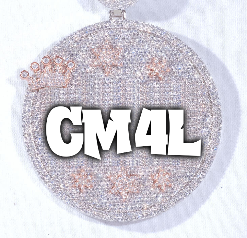 CUSTOM LETTER NECKLACE 3D BIG CROWN DISC