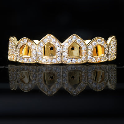Hip Hop  Hollow CZ Grillz Bar Iced Edition