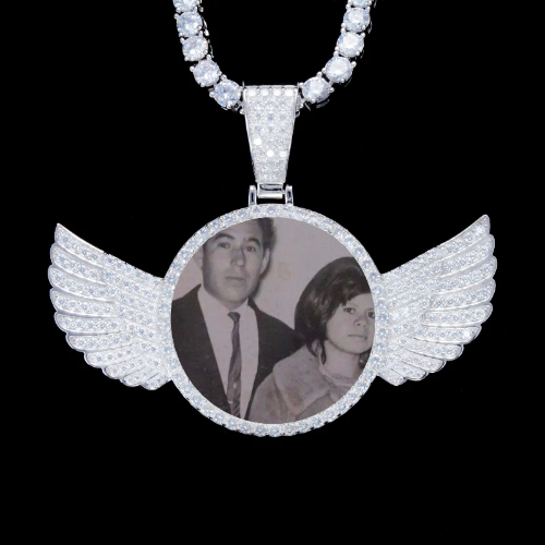 925S & VVS Moissanite 3D Wing Custom Picture Pendant