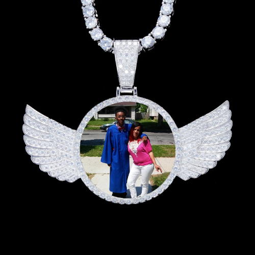 925S & VVS Moissanite 3D Wing Custom Picture Pendant