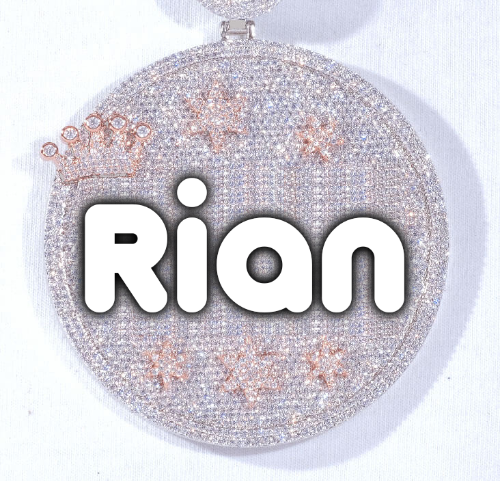CUSTOM LETTER NECKLACE 3D BIG CROWN DISC