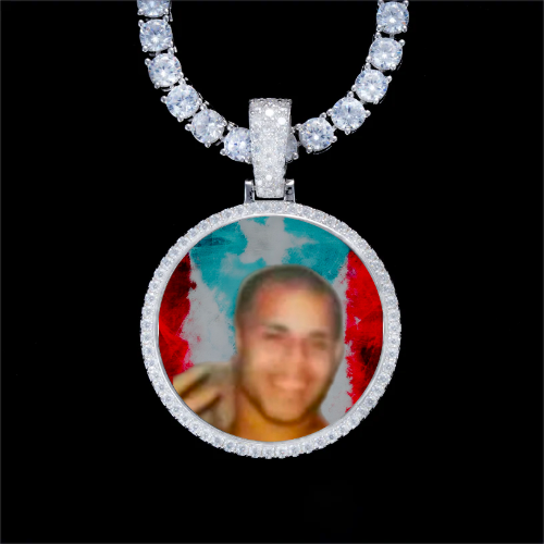 925S & VVS Moissanite 3D Circle Custom Picture Pendant