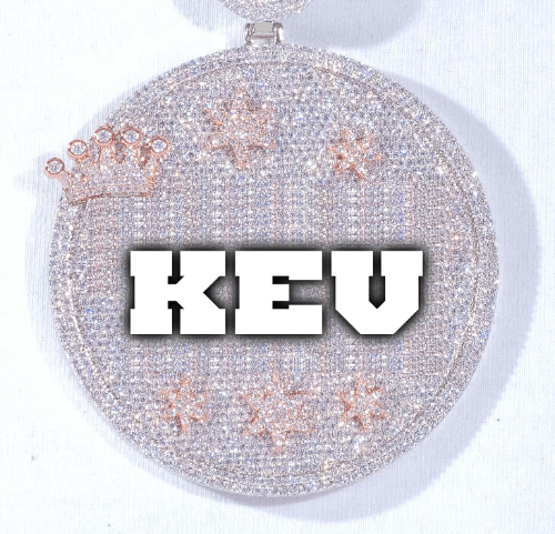 CUSTOM LETTER NECKLACE 3D BIG CROWN DISC