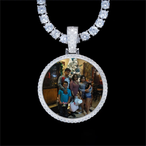 925S & VVS Moissanite 3D Circle Custom Picture Pendant