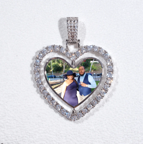 3D Spinning 2-Faced Heart Custom Picture Pendant