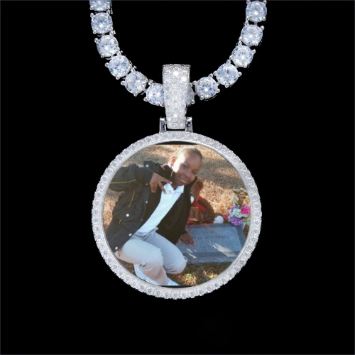 925S & VVS Moissanite 3D Circle Custom Picture Pendant